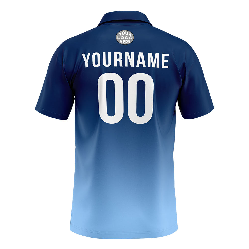 Custom Navy Light Blue Football Gradient Polo Shirts  Add Your Unique Logo/Name/Number