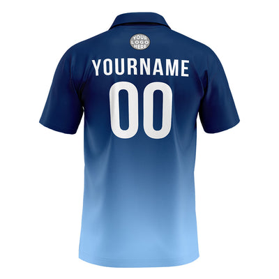 Custom Navy Light Blue Football Gradient Polo Shirts  Add Your Unique Logo/Name/Number