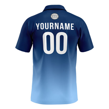 Custom Navy Light Blue Football Gradient Polo Shirts  Add Your Unique Logo/Name/Number