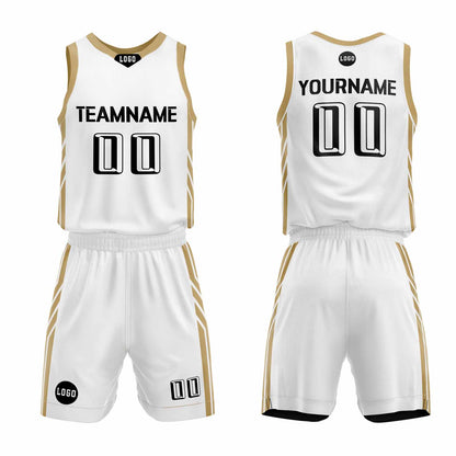 Custom White Basketball Jersey Uniform Suit Printed Your Logo Name Number