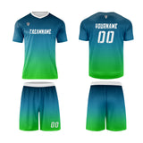 Custom Olive Green Blue Green Uniform Jersey Kids Adults Personalized Set Jersey Shirt