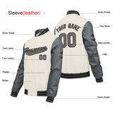 Custom Light Gray Cream White Varsity Jackets for Men Women Youth Personalized Letterman Jackets