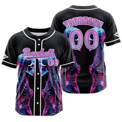 Custom Black Button Down Baseball Jersey for Men Women Adult Youth Print Name Number Logo