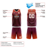 Custom Burgundy Orange White Reversible Basketball Suit for Adults and Kids Personalized Jersey