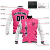 Custom Pink White Black Waterproof Varsity Jackets Personalized Stitched Name Number Logo to Letterman Jackets