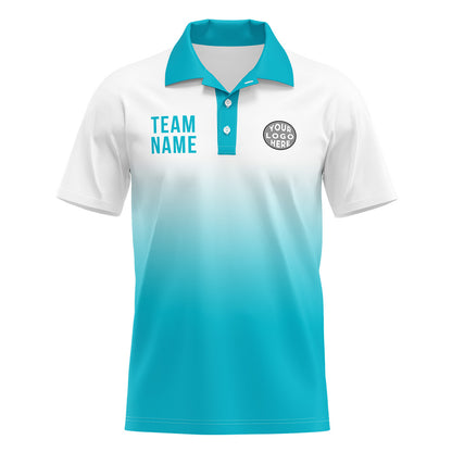 Custom Blue White Football Polo Shirts  Add Your Unique Logo/Name/Number