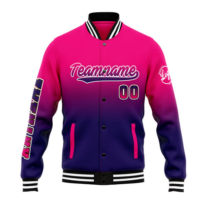 Custom Gradient Varsity Jacket Letterman jacket for Men, Women and Youth Rose Dark Purple