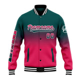 Custom Gradient Varsity Jacket Letterman jacket for Men, Women and Youth Dark Green Pink