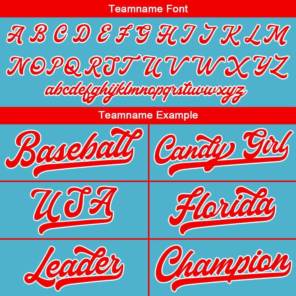 Custom Baseball Jersey Stitched Design Personalized Hip Hop Baseball Shirts Light Blue-Red