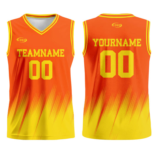Custom Orange Yellow Basketball Jersey Uniform Suit Printed Your Logo Name Number