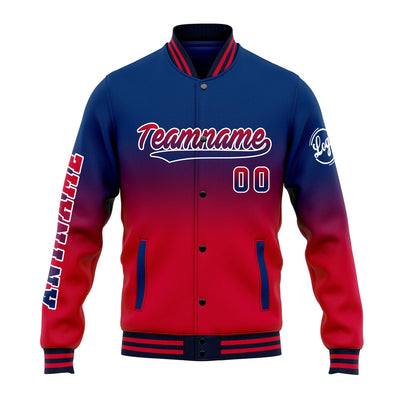 Custom Gradient Varsity Jacket Letterman jacket for Men, Women and Youth Navy Red