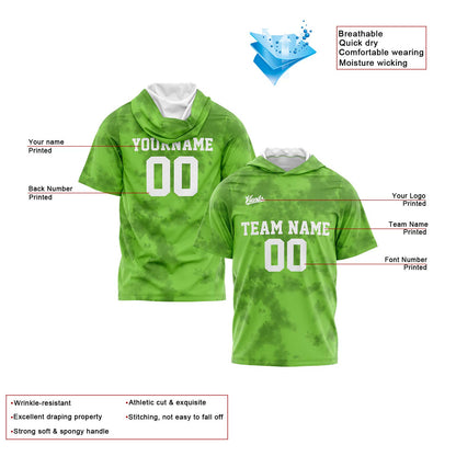 Custom Green Short Sleeve Hoodies for Men Women Shirts with Hoods Printed Name Logo