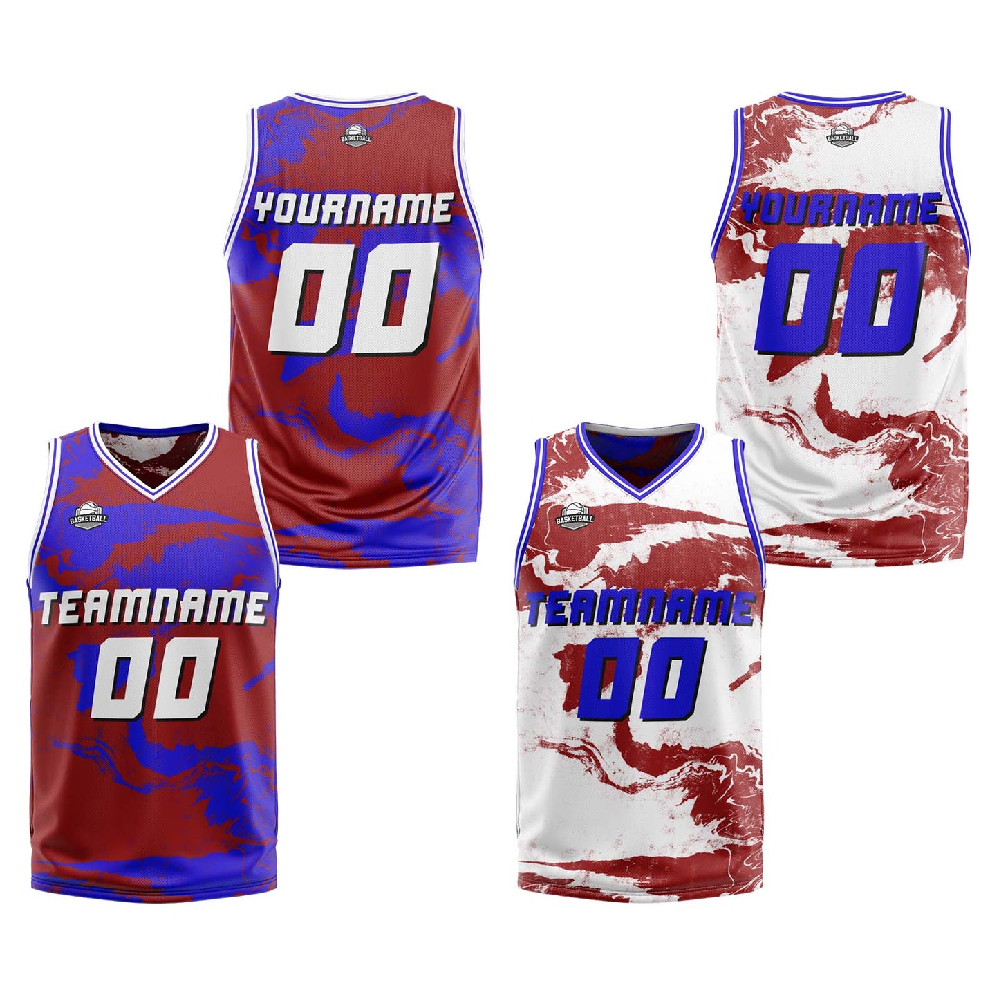 Custom Red Royal Reversible Basketball Suit for Adults and Kids Personalized Jersey