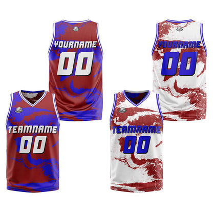 Custom Red Royal Reversible Basketball Suit for Adults and Kids Personalized Jersey