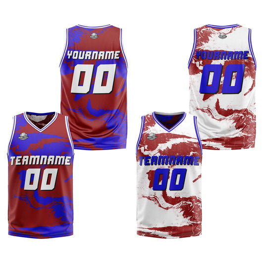 Custom Red Royal Reversible Basketball Suit for Adults and Kids Personalized Jersey