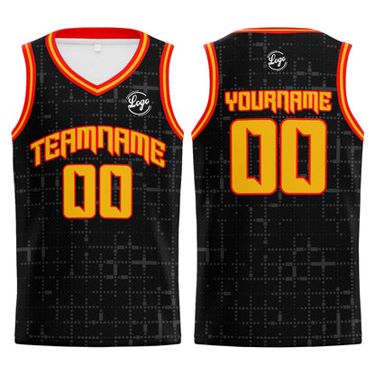 Custom Black Red Orange Basketball Jersey Uniform Suit Printed Your Logo Name Number
