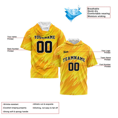 Custom Yellow Short Sleeve Hoodies for Men Women Shirts with Hoods Printed Name Logo