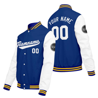 Custom Blue White Varsity Jackets for Men Women Youth Personalized Letterman Jackets