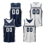 Custom Navy White Grey Reversible Basketball Suit for Adults and Kids Personalized Jersey
