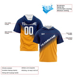 Custom Navy Orange Hooded T-Shirt Short Sleeve Hoodies for Men Women Shirts with Hoods Printed Name Logo