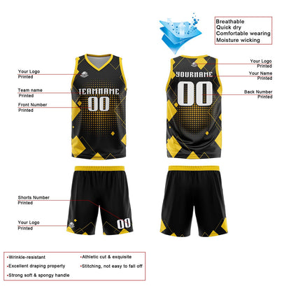 Custom Yellow Reversible Basketball Suit for Adults and Kids Personalized Jersey