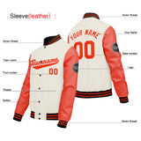 Custom Cream White Orange Varsity Jackets for Men Women Youth Personalized Letterman Jackets