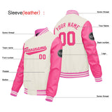 Custom Cream White Pink Varsity Jackets for Men Women Youth Personalized Letterman Jackets