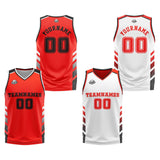 Custom Orange Red White Black Reversible Basketball Suit for Adults and Kids Personalized Jersey