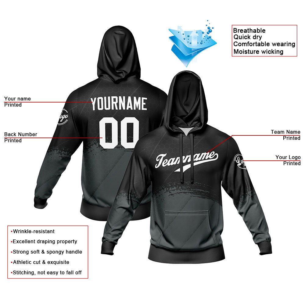 Custom Black Gray Sports hoodie Sweatshirt Set for Men Women Youth Tops and Pants Set Tracksuit