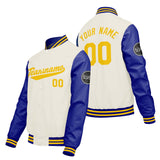 Custom Cream White Blue Varsity Jackets for Men Women Youth Personalized Letterman Jackets