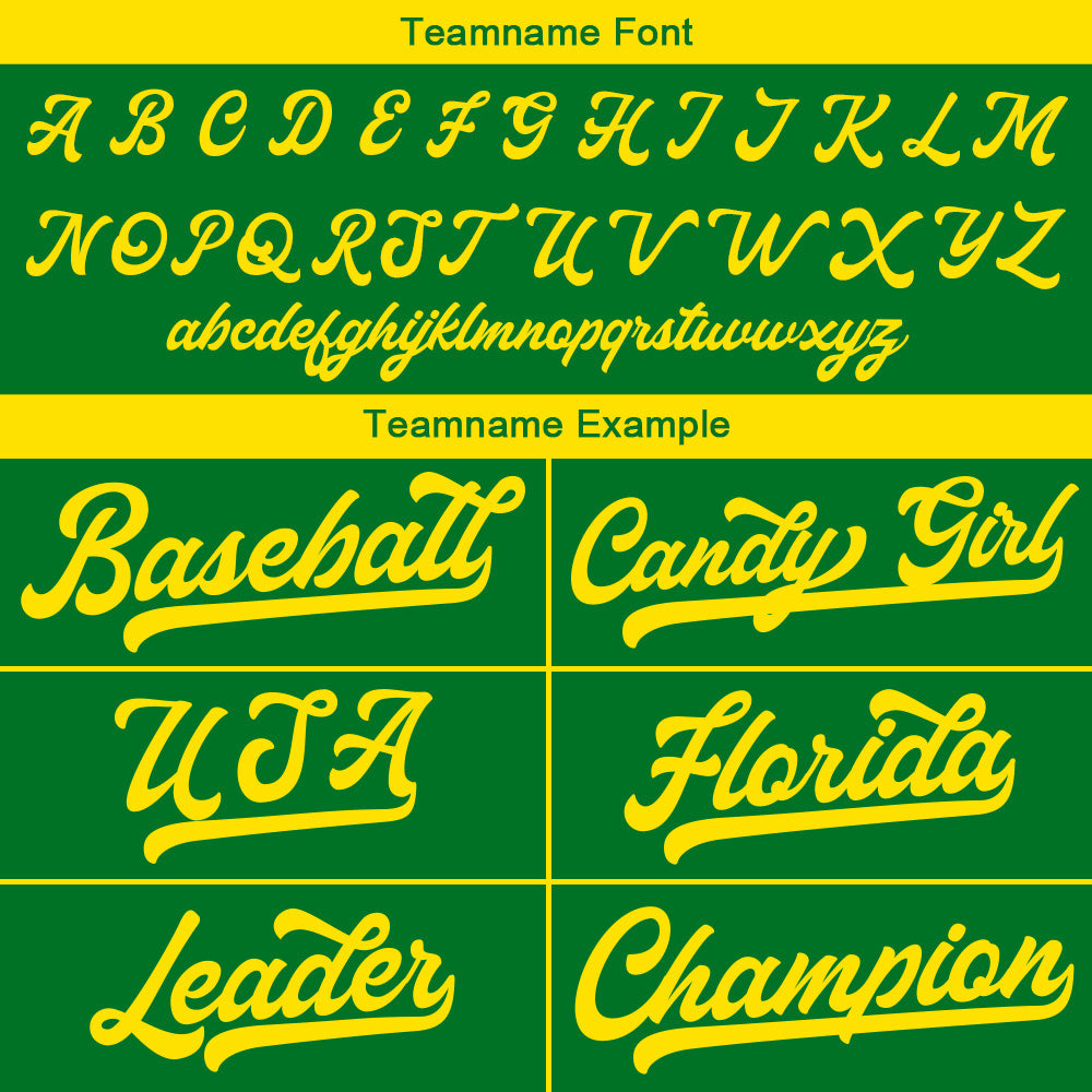 Custom Baseball Jersey Stitched Design Personalized Hip Hop Baseball Shirts Kelly Green-Yellow