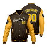 Custom Brown Yellow Varsity Jackets for Men Women Youth Personalized Letterman Jackets