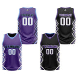 Custom Purple Black Reversible Basketball Jersey Uniform Suit Printed Your Logo Name Number