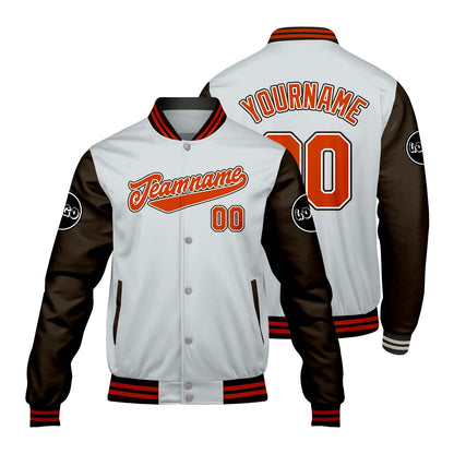 Custom Light Gray Brown Varsity Jackets for Men Women Youth Personalized Letterman Jackets