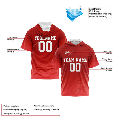 Custom Red Short Sleeve Hoodies for Men Women Shirts with Hoods Printed Name Logo