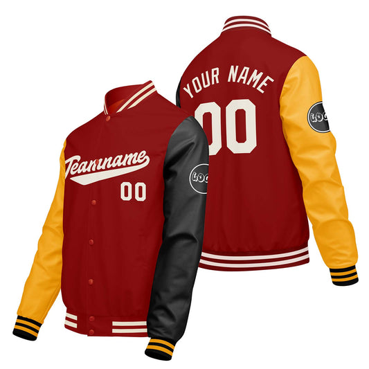 Custom Red Yellow Black Varsity Jackets for Men Women Youth Personalized Letterman Jackets