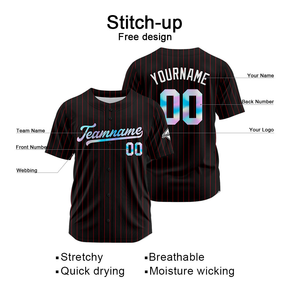 Custom Stripe-Black Red Baseball Jersey Stitched Design Personalized Hip Hop Baseball Shirts