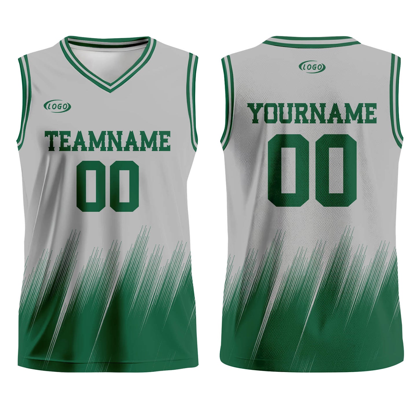 Custom Grey Green Basketball Jersey Uniform Suit Printed Your Logo Name Number