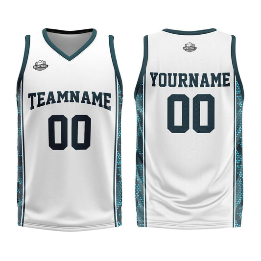 Custom White Dark Green Basketball Jersey Uniform Suit Printed Your Logo Name Number