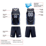 Custom Navy White Reversible Basketball Jersey Uniform Suit Printed Your Logo Name Number