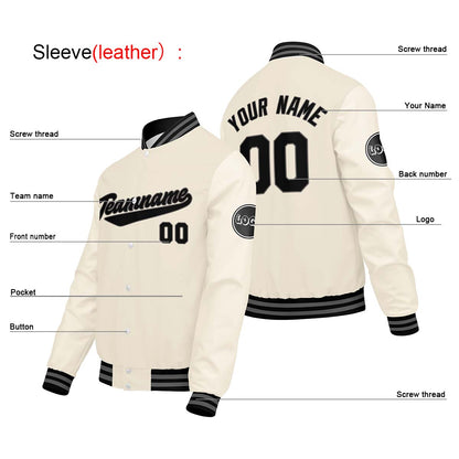 Custom Cream White Varsity Jackets for Men Women Youth Personalized Letterman Jackets