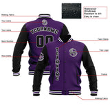 Custom Black Purple White Waterproof Varsity Jackets Personalized Stitched Name Number Logo to Letterman Jackets