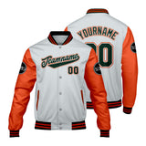 Custom Light Gray Orange Varsity Jackets for Men Women Youth Personalized Letterman Jackets