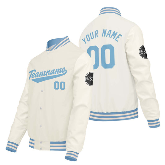 Custom Cream White Varsity Jackets for Men Women Youth Personalized Letterman Jackets