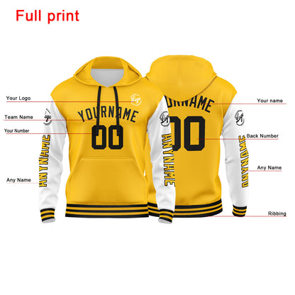 Custom Yellow White Sweatshirt Hoodie For Men Women Girl Boy Print Your Logo Name Number