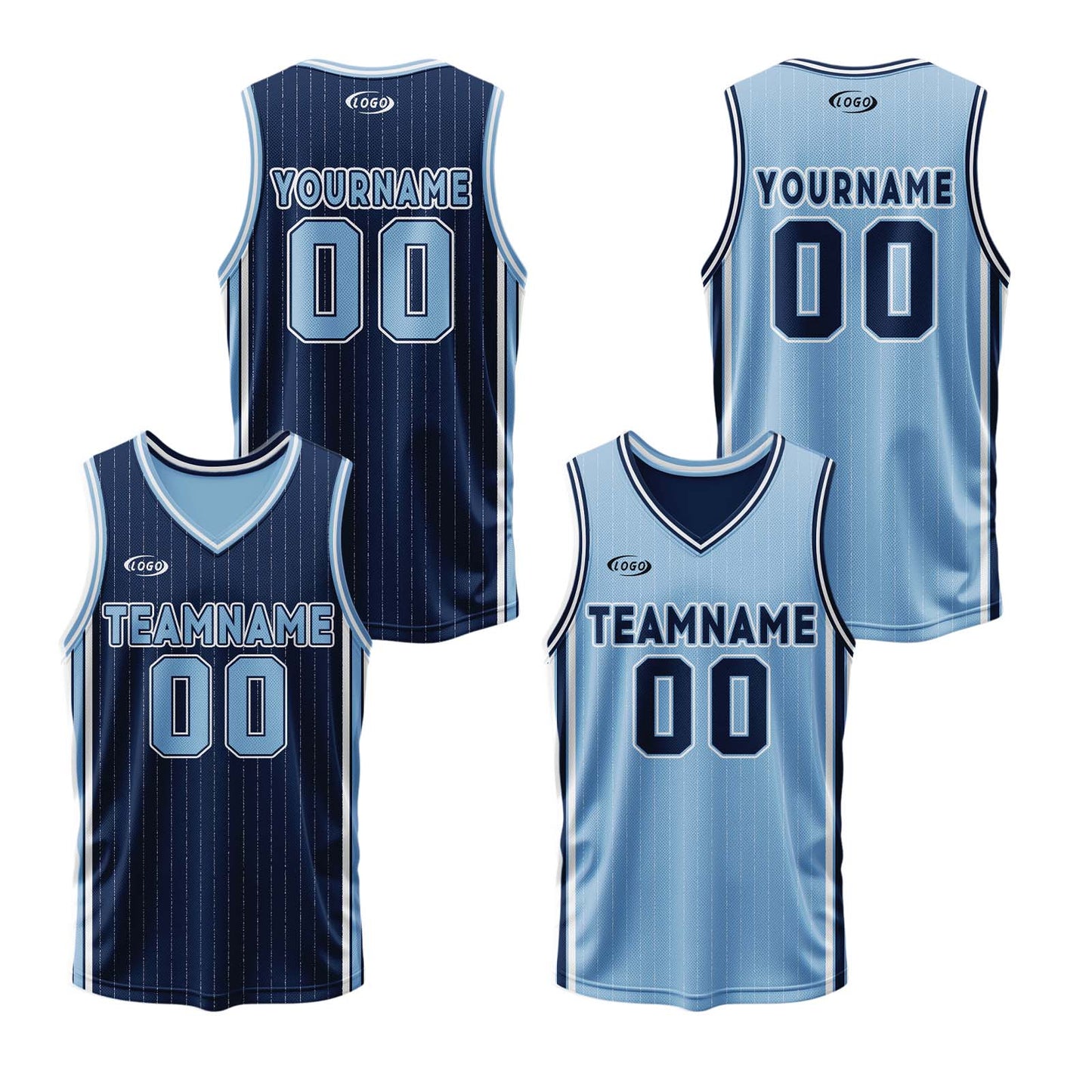Custom Navy Blue Reversible Basketball Suit for Adults and Kids Personalized Jersey