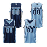 Custom Navy Blue Reversible Basketball Suit for Adults and Kids Personalized Jersey