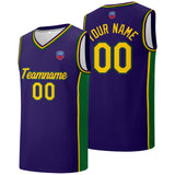 Custom basketball jersey shorts for men and women. Embroidered and printed name, number and logo Purple