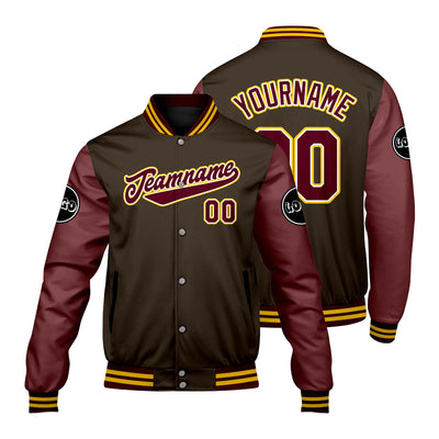 Custom Brown Red Varsity Jackets for Men Women Youth Personalized Letterman Jackets