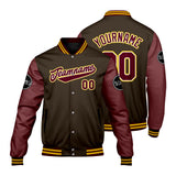 Custom Brown Red Varsity Jackets for Men Women Youth Personalized Letterman Jackets